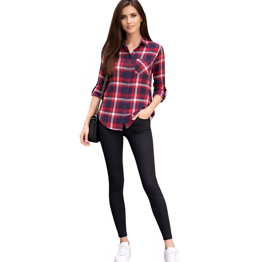 Zara Red and Blue Plaid Shirt - Picture 1 of 6